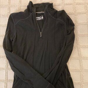 Smart Wool Set (Pants Quarter Zip) Skiing Hiking Base Layer Black Small